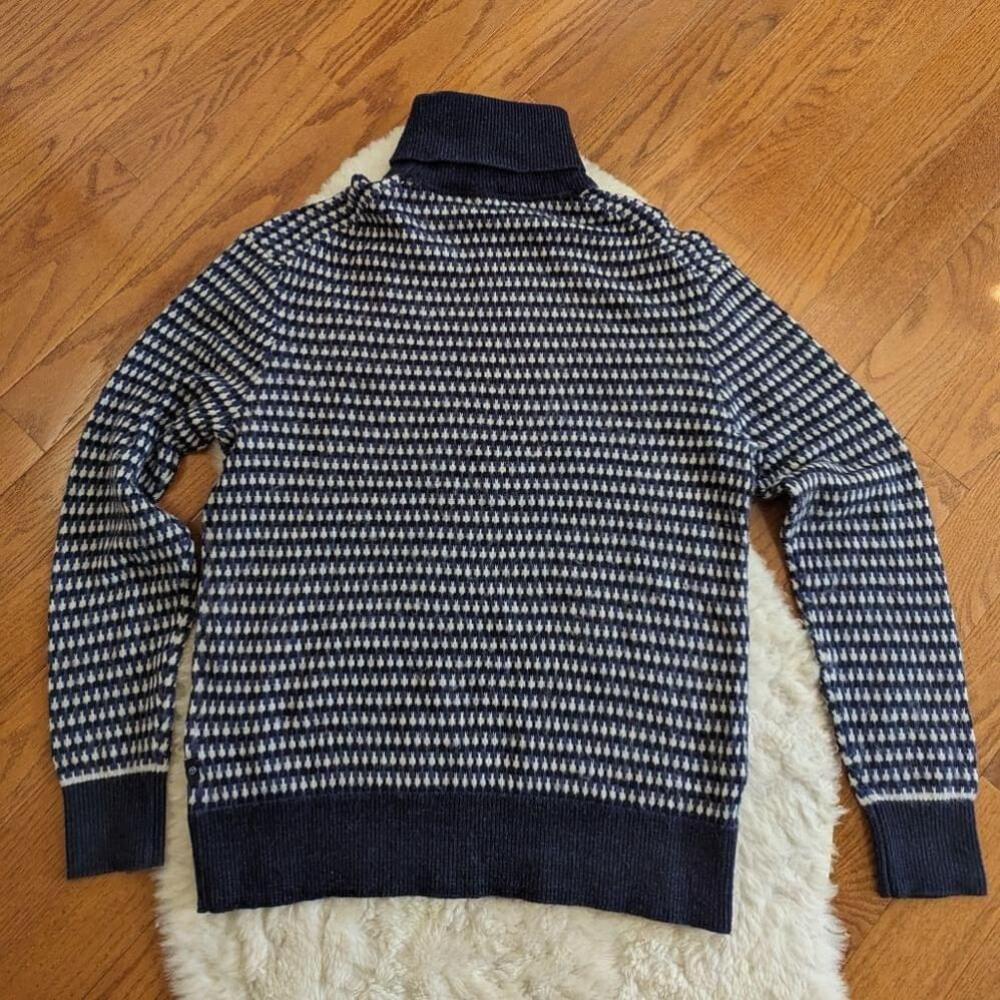China Ted Baker riber turtleneck knit sweater navy blue Large 4 - Picture 7 of 13
